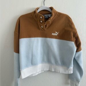 Puma Tan and Light Blue Fleece Sweatshirt